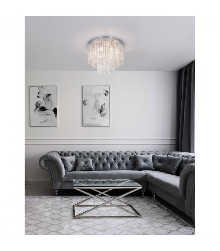 Grane 6 Light Ceiling Light Chrome Metal Glass K9 Crystal LED G9-2