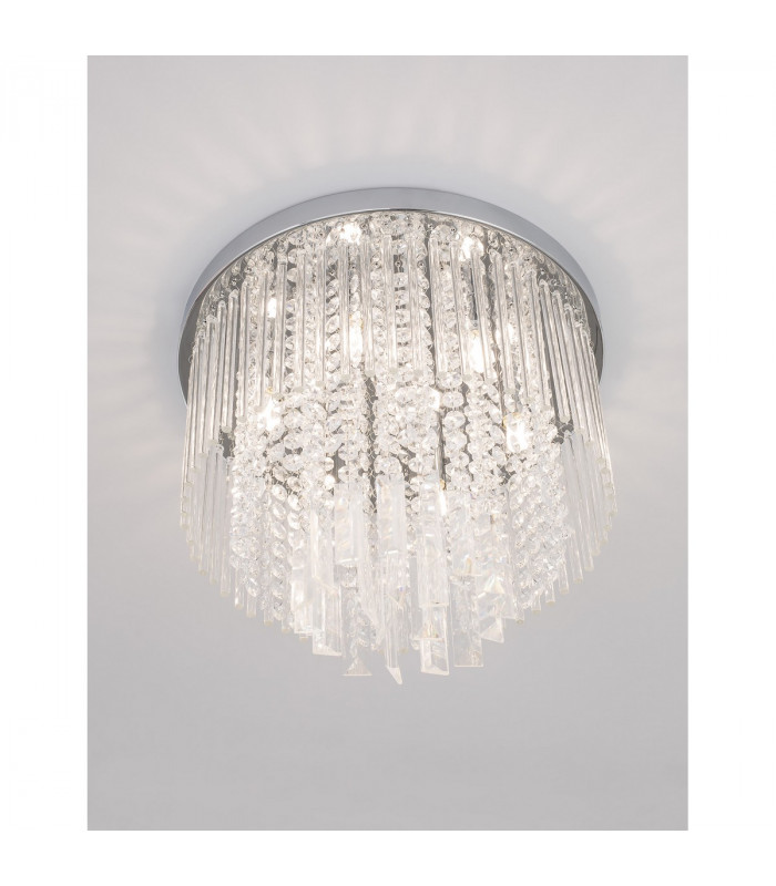 Grane 6 Light Ceiling Light Chrome Metal Glass K9 Crystal LED G9-4