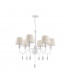 Elegant 6 Light Multi Arm Chandelier with Shades Metal Matt White Cream Lampshade Crystals LED E14-1