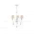 Elegant 3 Light Multi Arm Chandelier with Shades Metal Matt White Cream Lampshade Crystals LED E14-1