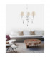 Elegant 3 Light Multi Arm Chandelier with Shades Metal Matt White Cream Lampshade Crystals LED E14-2