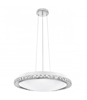 Palermo 4 Light Cylindrical Pendant Ceiling Light Chrome Metal White Glass K9 Crystal LED E27-1