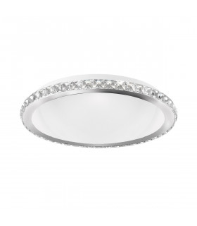Palermo 4 Light Ceiling Light Chrome Metal White Glass K9 Crystal LED E27