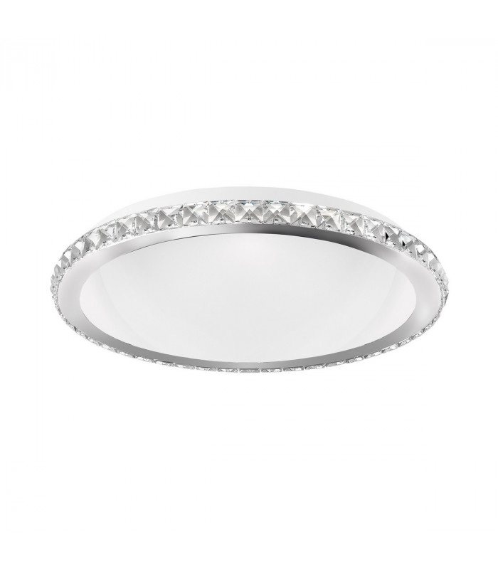 Palermo 3 Light Ceiling Light Chrome Metal White Glass K9 Crystal LED E27-1