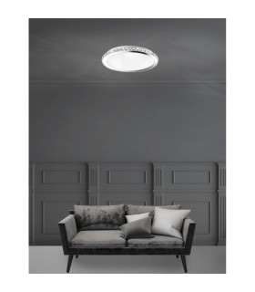 Palermo 3 Light Ceiling Light Chrome Metal White Glass K9 Crystal LED E27-2