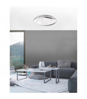 Palermo 2 Light Ceiling Light Chrome Metal White Glass K9 Crystal LED E27-2