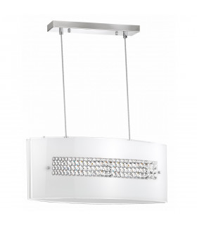 Thelta 3 Light Pendant Ceiling Light Chrome Aluminium White Glass Crystal LED E27-1
