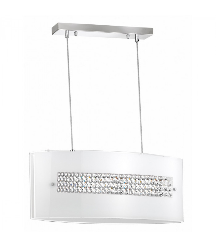 Thelta 3 Light Pendant Ceiling Light Chrome Aluminium White Glass Crystal LED E27-1