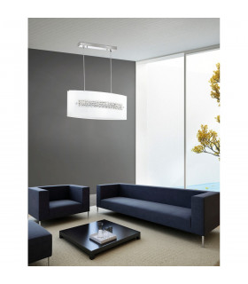 Thelta 3 Light Pendant Ceiling Light Chrome Aluminium White Glass Crystal LED E27-2