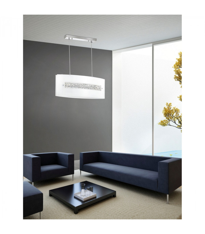 Thelta 3 Light Pendant Ceiling Light Chrome Aluminium White Glass Crystal LED E27-2