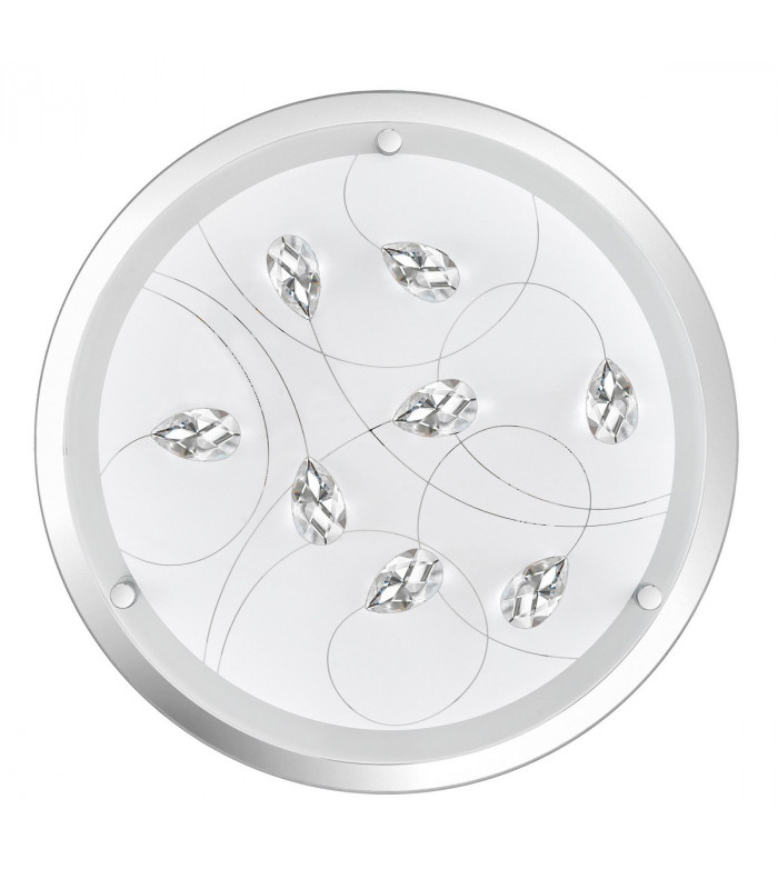 Vedere 2 Light Decorative Flush Ceiling Light White Glass Crystal Chrome Metal LED E27-1
