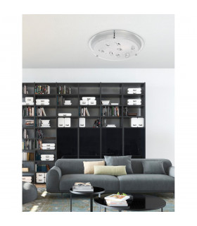 Vedere 2 Light Decorative Flush Ceiling Light White Glass Crystal Chrome Metal LED E27-2
