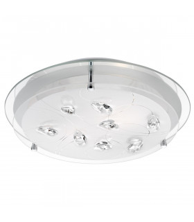 Vedere 3 Light Decorative Flush Ceiling Light White Glass Crystal Chrome Metal LED E27-1