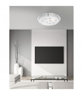 Vedere 3 Light Decorative Flush Ceiling Light White Glass Crystal Chrome Metal LED E27-2
