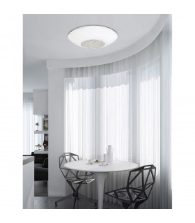 Era 2 Light Decorative Flush Ceiling Light White Glass Crystal Chrome Metal LED E27-2