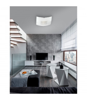 Thelta 2 Light Decorative Flush Ceiling Light Crystal White glass LED E27 2x-2
