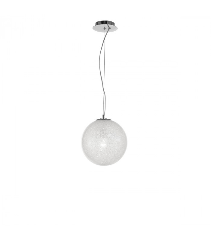 Frozen 20cm Globe Pendant Ceiling Light Clear Glass Inside Chrome Aluminium LED E27-1