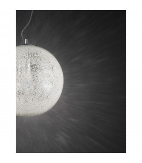 Frozen 20cm Globe Pendant Ceiling Light Clear Glass Inside Chrome Aluminium LED E27-2