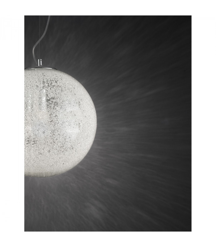 Frozen 20cm Globe Pendant Ceiling Light Clear Glass Inside Chrome Aluminium LED E27-2