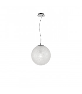Frozen 25cm Globe Pendant Ceiling Light Clear Glass Inside Chrome Aluminium LED E27-1