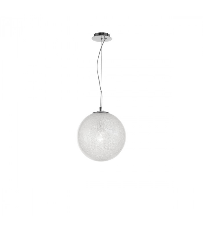 Frozen 25cm Globe Pendant Ceiling Light Clear Glass Inside Chrome Aluminium LED E27-1