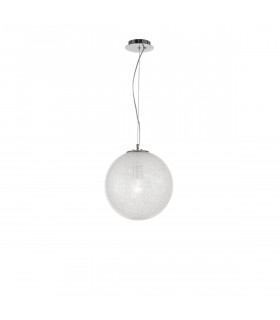 Frozen 30cm Globe Pendant Ceiling Light Clear Glass Inside Chrome Aluminium LED E27-1