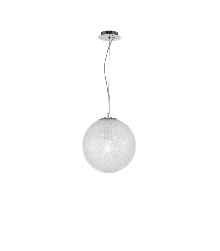 Frozen 30cm Globe Pendant Ceiling Light Clear Glass Inside Chrome Aluminium LED E27-1