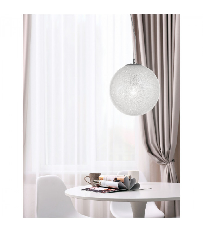 Frozen 30cm Globe Pendant Ceiling Light Clear Glass Inside Chrome Aluminium LED E27-2
