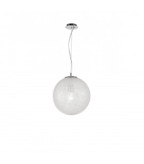 Frozen 40cm Globe Pendant Ceiling Light Clear Glass Inside Chrome Aluminium LED E27-1