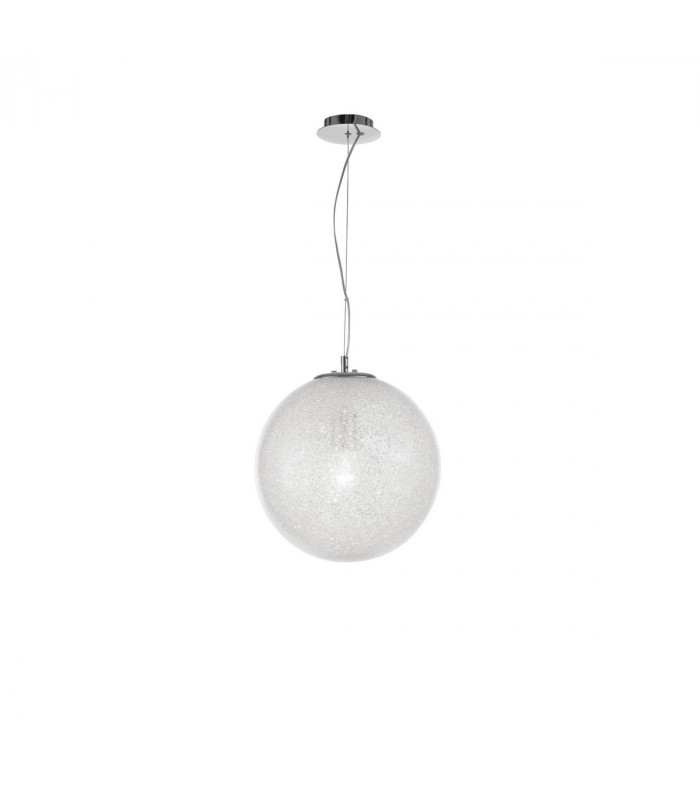 Frozen 40cm Globe Pendant Ceiling Light Clear Glass Inside Chrome Aluminium LED E27-1