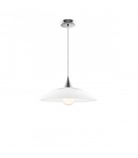 Vicino Dome Pendant Ceiling Light White Glossy Glass Chrome Metal LED E27-1