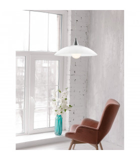 Vicino Dome Pendant Ceiling Light White Glossy Glass Chrome Metal LED E27-2