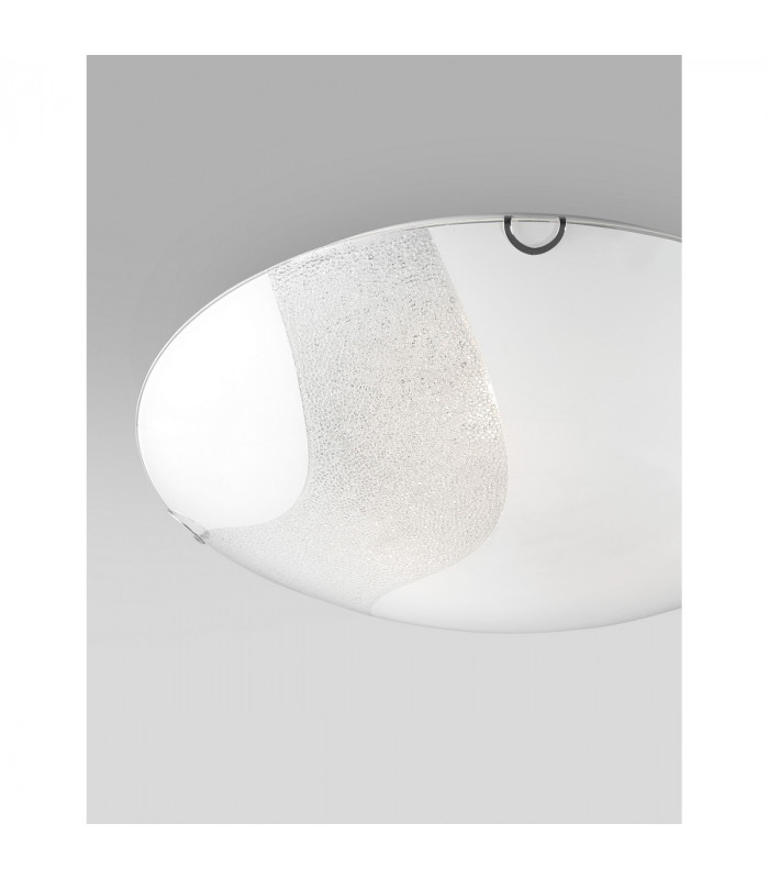 Quale 3 Light Decorative Flush Ceiling Light White Glass Crystal LED E27att-3