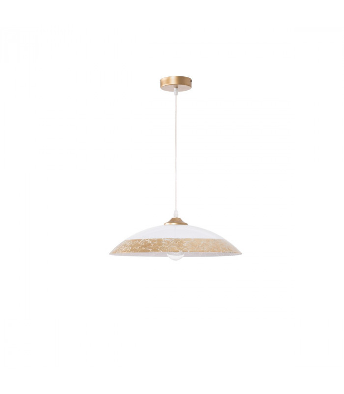 Grane Dome Pendant Ceiling Light White Gold Crackle Glass LED E27-1