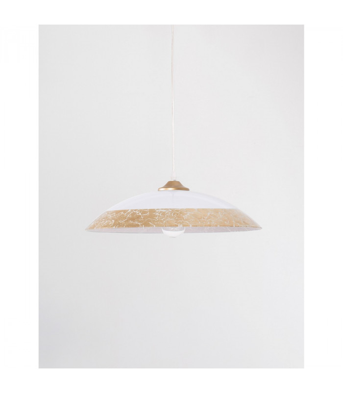 Grane Dome Pendant Ceiling Light White Gold Crackle Glass LED E27-3