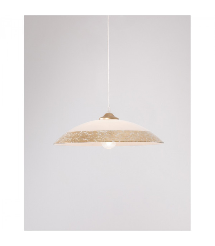 Grane Dome Pendant Ceiling Light White Gold Crackle Glass LED E27-4
