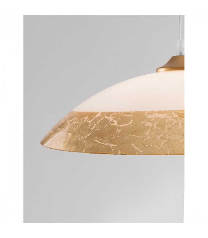 Grane Dome Pendant Ceiling Light White Gold Crackle Glass LED E27-5