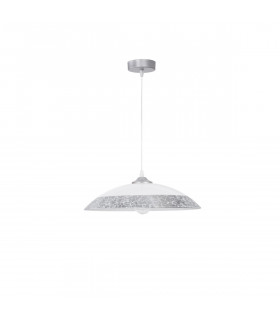 Grane Dome Pendant Ceiling Light White Silver Crackle Glass LED E27-1