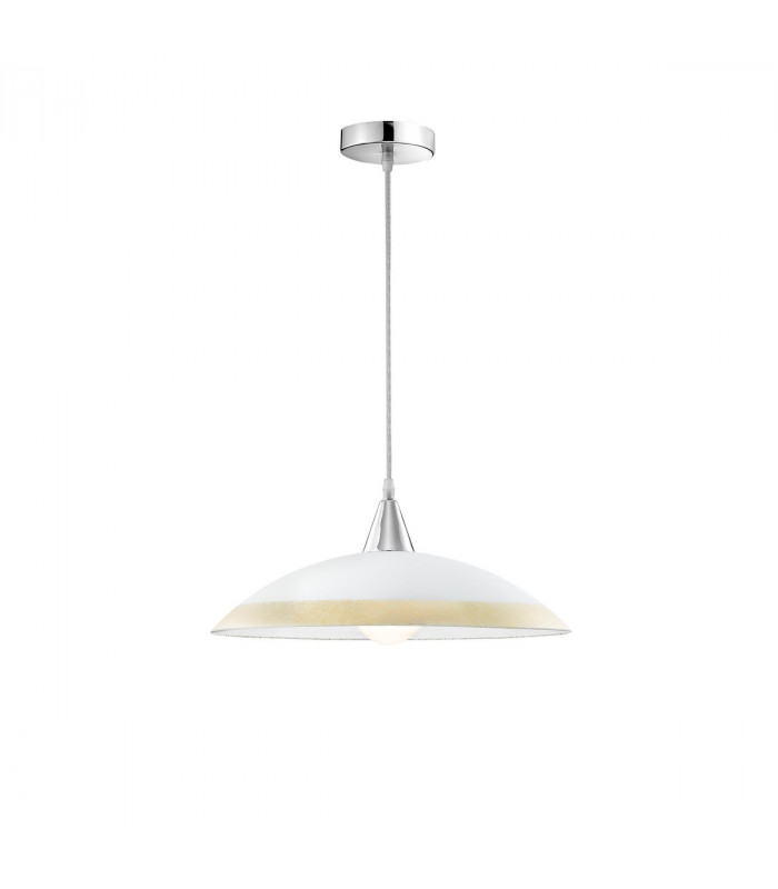 Verona Dome Pendant Ceiling Light Chrome Metal White Glass Gold Iridescent LED E27att-1