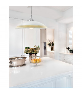 Verona Dome Pendant Ceiling Light Chrome Metal White Glass Gold Iridescent LED E27att-2