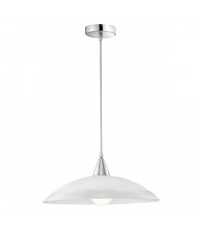 Verona Dome Pendant Ceiling Light Chrome Metal White Glass Silver Iridescent LED E27att-1