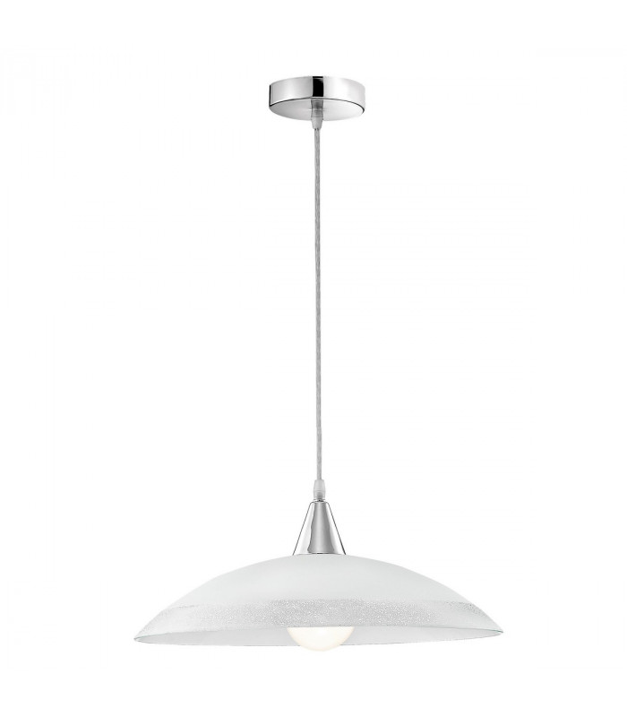 Verona Dome Pendant Ceiling Light Chrome Metal White Glass Silver Iridescent LED E27att-1