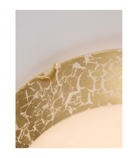 Grane 2 Light Flush Ceiling Light White Gold Crackle Glass Gold Metal LED E27-2