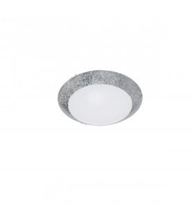 Grane 2 Light Flush Ceiling Light White Silver Crackle Glass Chrome Metal LED E27-1