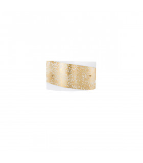 Grane 2 Light Flush Wall Lamp White Gold Crackle Glass LED E27-1