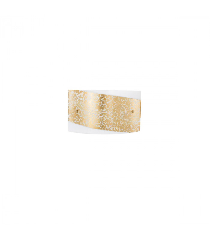 Grane 2 Light Flush Wall Lamp White Gold Crackle Glass LED E27-1