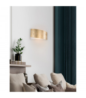 Grane 2 Light Flush Wall Lamp White Gold Crackle Glass LED E27-2
