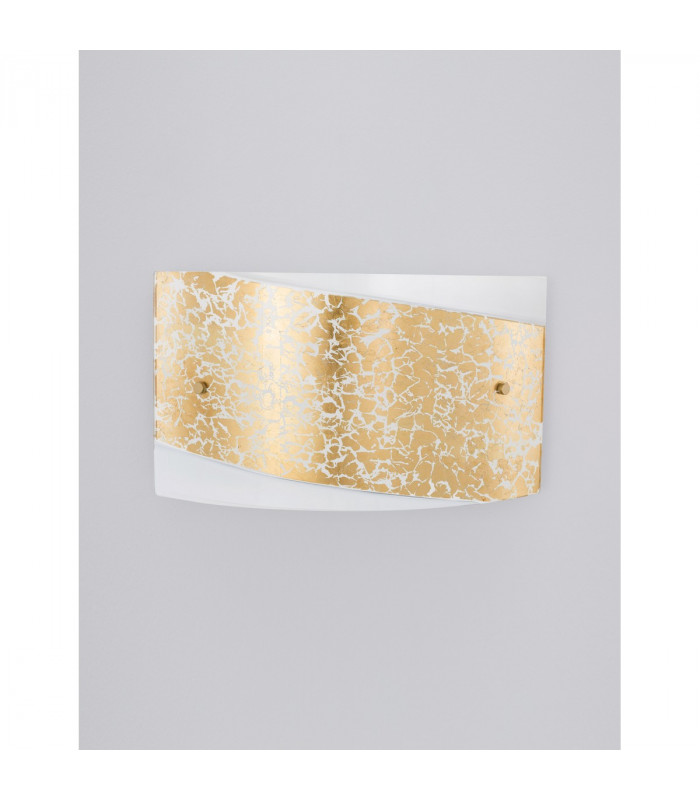 Grane 2 Light Flush Wall Lamp White Gold Crackle Glass LED E27-3