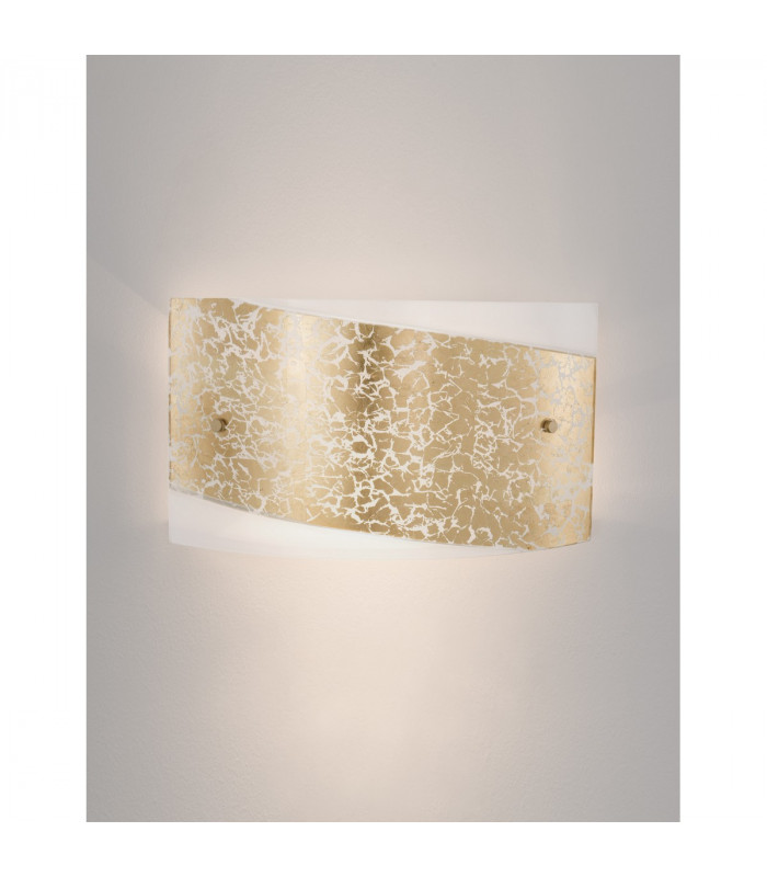 Grane 2 Light Flush Wall Lamp White Gold Crackle Glass LED E27-4