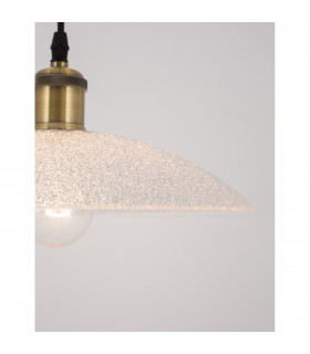 Grane 30cm Dome Pendant Ceiling Light Diamond White Glass Gold Metal LED E27-2